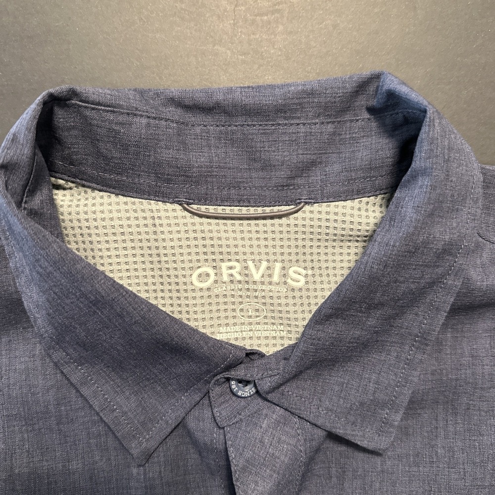Orvis Classic Collection Mens Large Blue Short Sleeve Button Shirt Outdoor - Picture 2 of 8